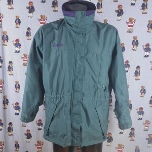 Vintage Columbia Long Peak Women's MD green 3-in1 fleece-lined ski wonter coat